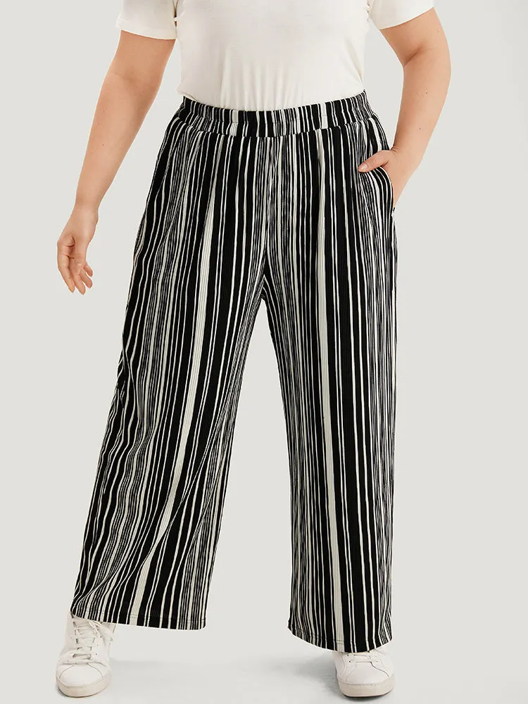 Striped Elastic Waist Pocket Loose Pants sold by Bloomchic