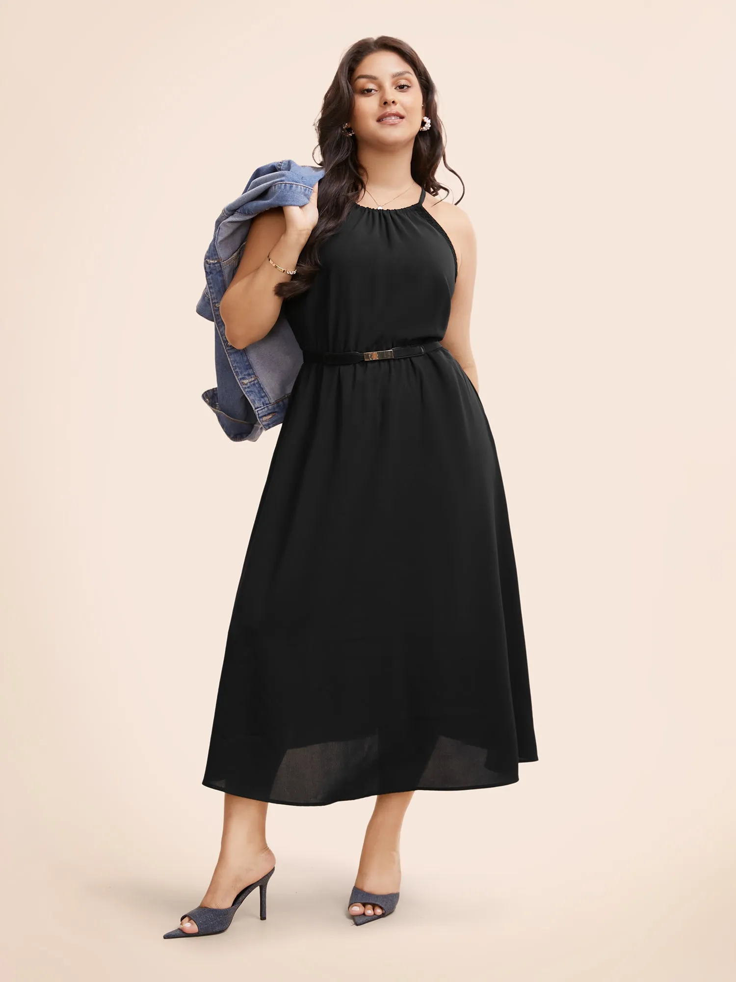 Halter Contrast Webbing Elastic Waist Dress sold by Bloomchic product image thumbnail 2