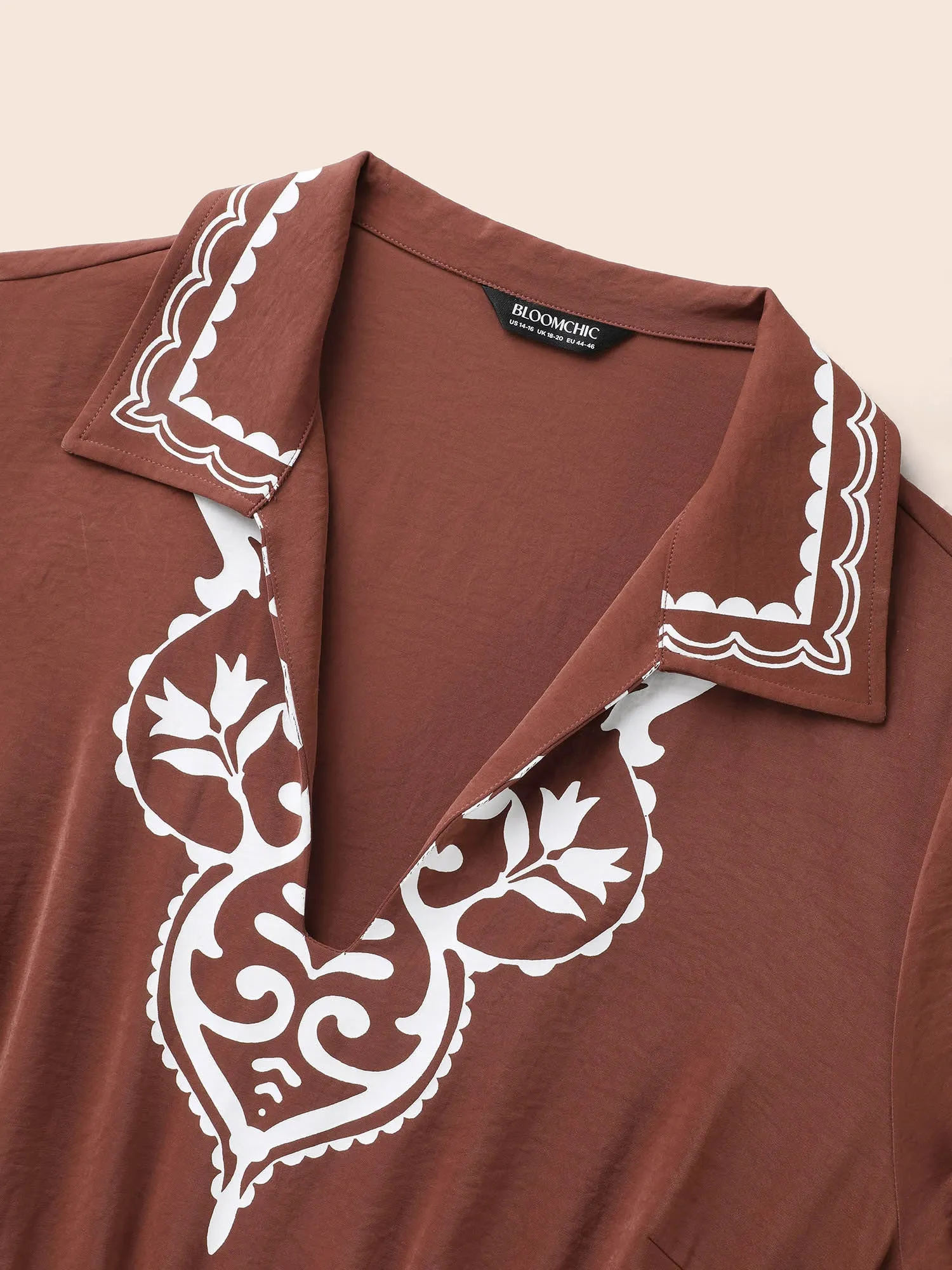 Precision Printing Waist-Cinching Midi Dress sold by Bloomchic product image thumbnail 5