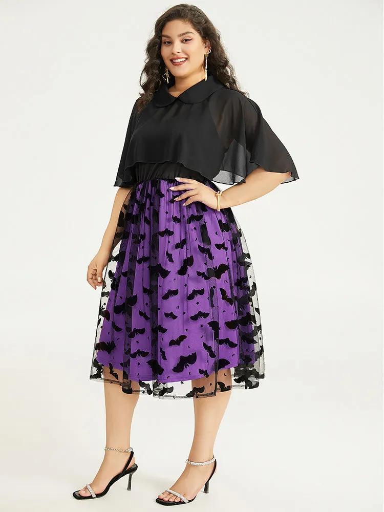 Halloween Bat print Tiered Patchwork Dress sold by Bloomchic product image thumbnail 5