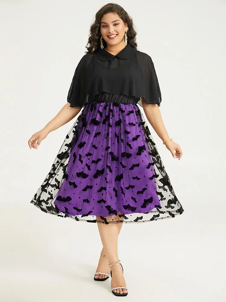 Halloween Bat print Tiered Patchwork Dress sold by Bloomchic product image thumbnail 4