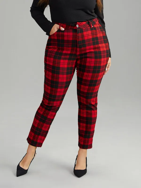 Plaid Very Stretchy Full Length Jeans sold by Bloomchic