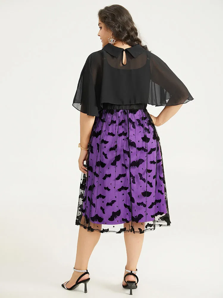 Halloween Bat print Tiered Patchwork Dress sold by Bloomchic product image thumbnail 3