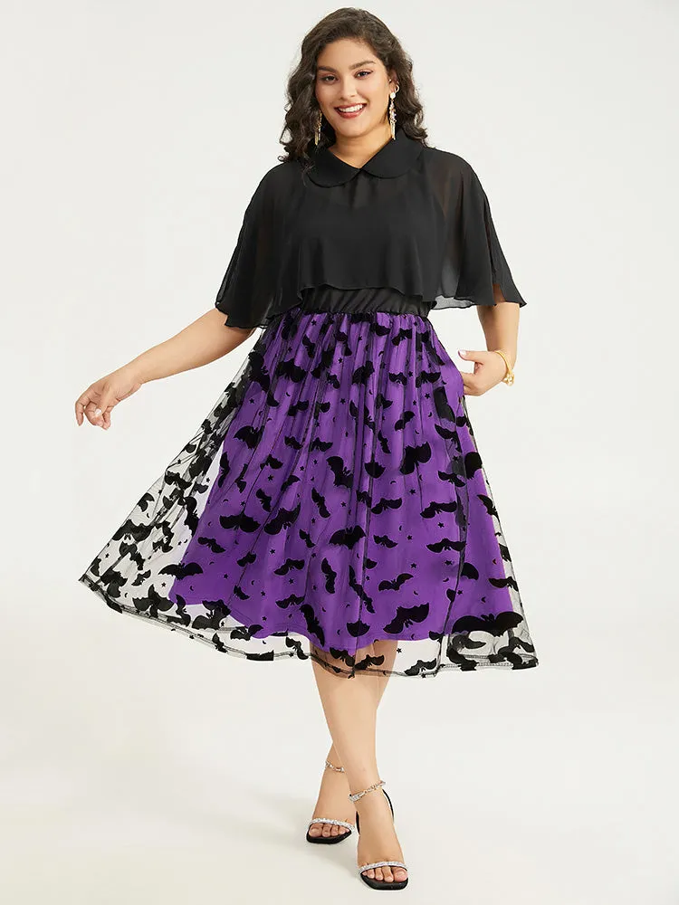 Halloween Bat print Tiered Patchwork Dress sold by Bloomchic product image thumbnail 2