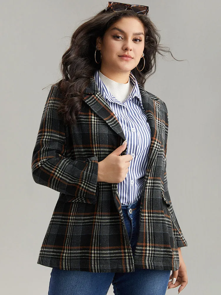 Plaid Contrast Pocket Button Up Blazer sold by Bloomchic product image thumbnail 3