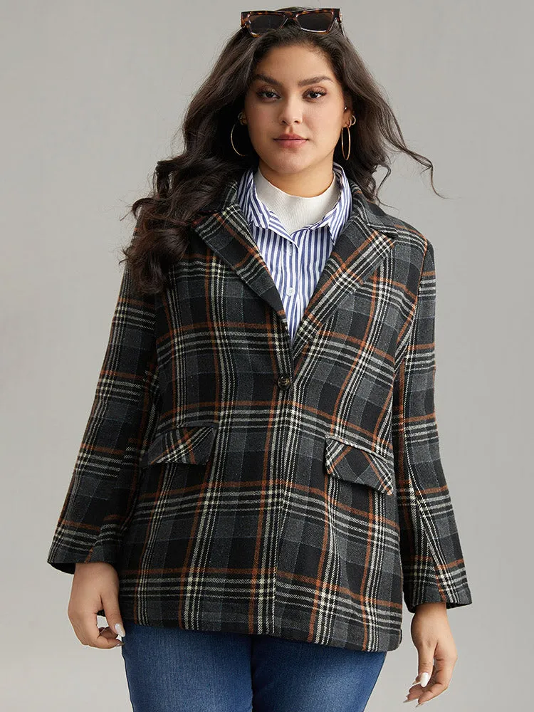 Plaid Contrast Pocket Button Up Blazer sold by Bloomchic product image thumbnail 4