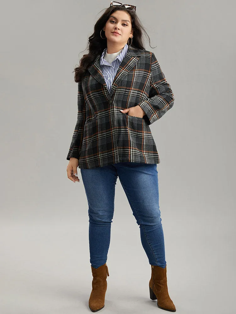 Plaid Contrast Pocket Button Up Blazer sold by Bloomchic product image thumbnail 5