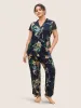 Shirt Collar Floral Lace Panel Sleep Top sold by Bloomchic