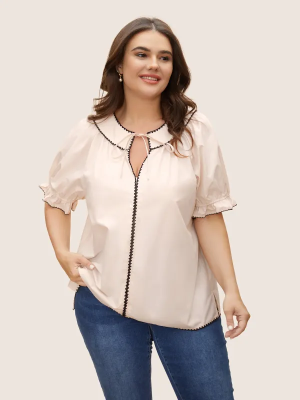 Geometric Tie Knot Cotton Blouse sold by Bloomchic