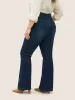 Elastic Waist Flare Leg Dark Wash Jeans sold by Bloomchic