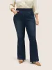 Elastic Waist Flare Leg Dark Wash Jeans sold by Bloomchic