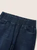 Elastic Waist Flare Leg Dark Wash Jeans sold by Bloomchic