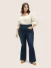 Elastic Waist Flare Leg Dark Wash Jeans sold by Bloomchic
