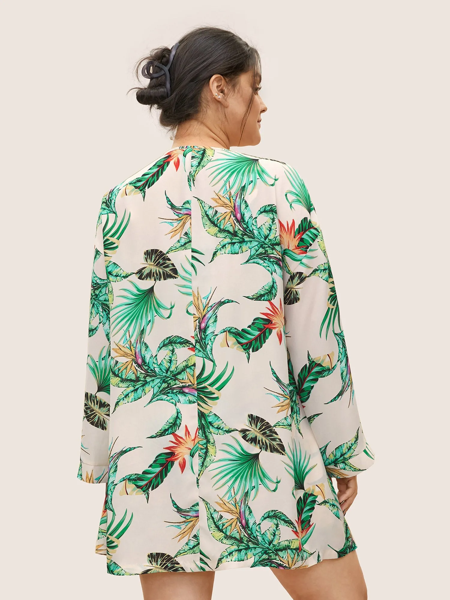Tropical Print Contrast Open Front Robe sold by Bloomchic product image thumbnail 2