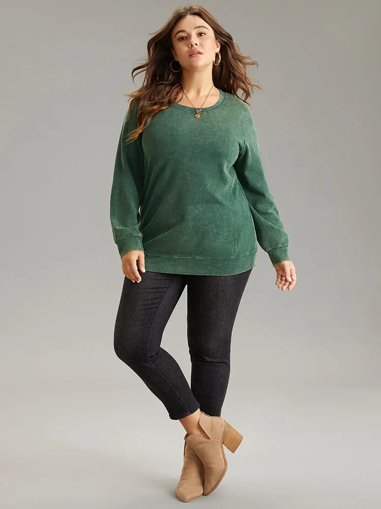 Solid Vintage Round Neck Sweatshirt sold by Bloomchic product image thumbnail 4