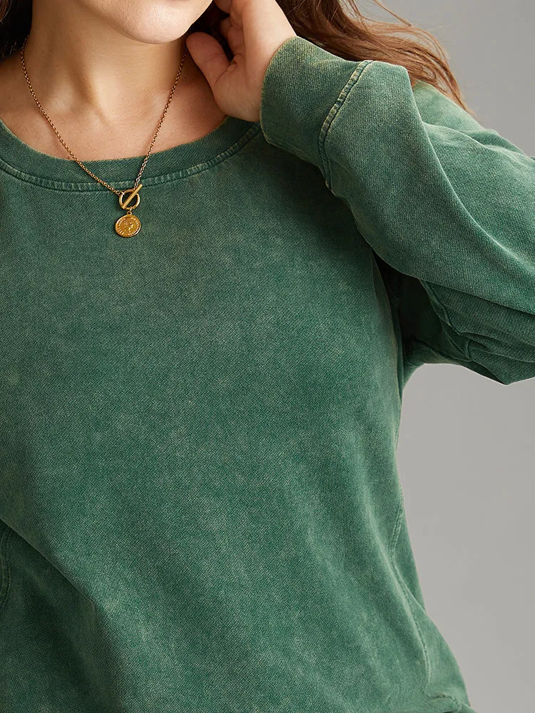 Solid Vintage Round Neck Sweatshirt sold by Bloomchic product image thumbnail 5