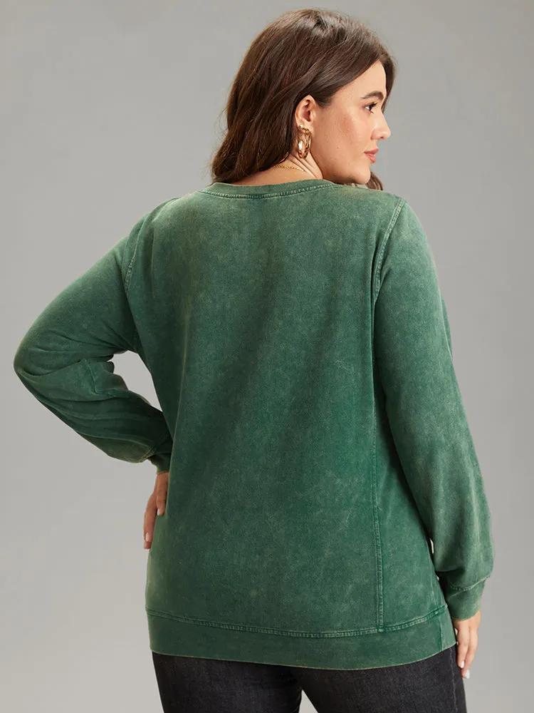 Solid Vintage Round Neck Sweatshirt sold by Bloomchic product image thumbnail 2