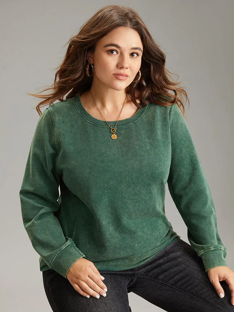 Solid Vintage Round Neck Sweatshirt sold by Bloomchic product image thumbnail 3