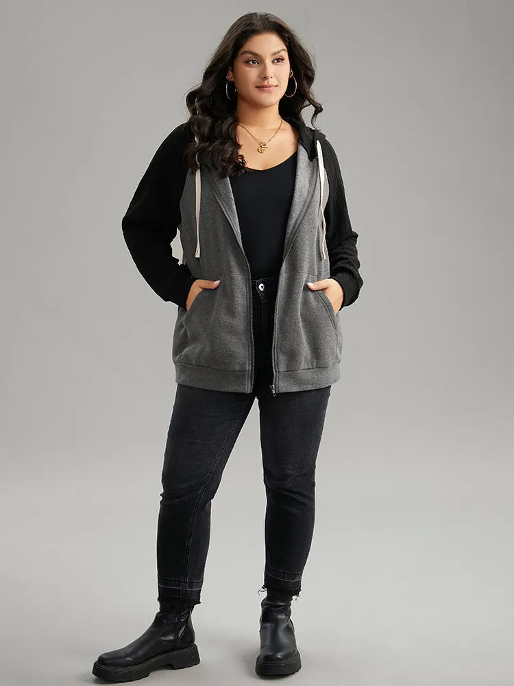 Two Tone Textured Jacquard Hooded Jacket sold by Bloomchic product image thumbnail 4