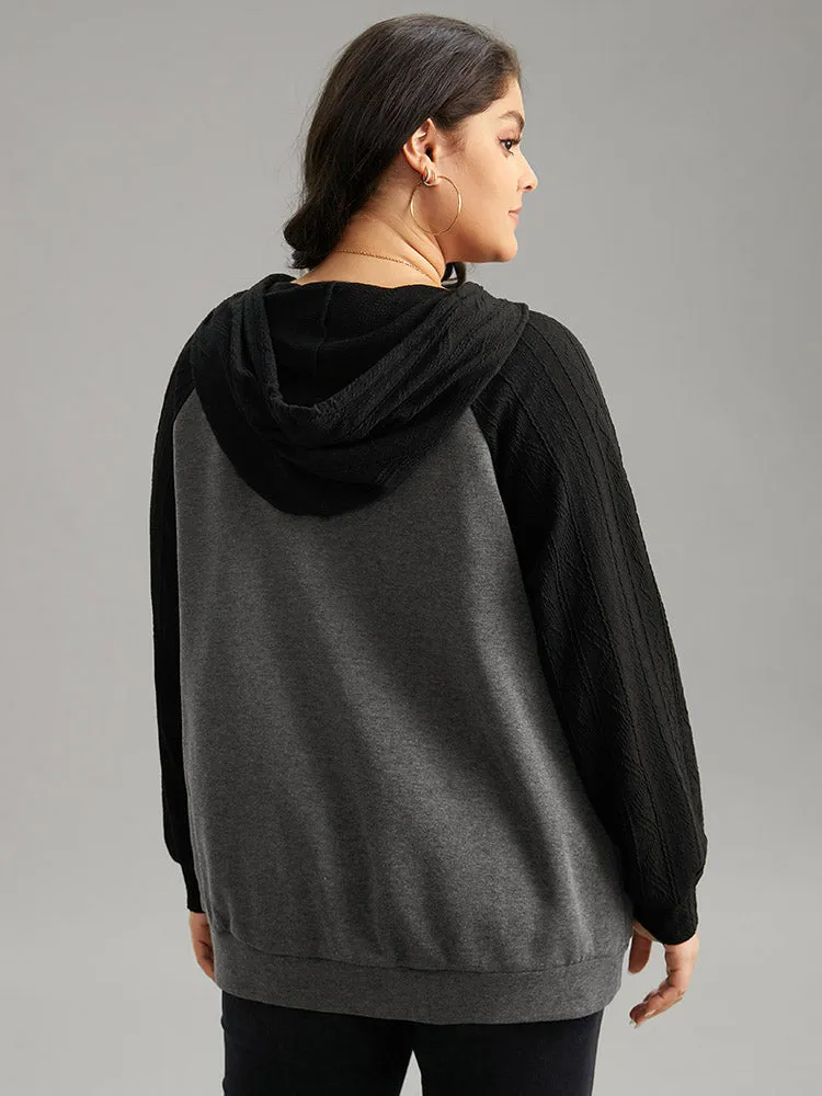 Two Tone Textured Jacquard Hooded Jacket sold by Bloomchic product image thumbnail 5