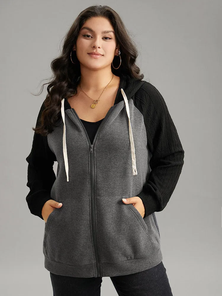 Two Tone Textured Jacquard Hooded Jacket sold by Bloomchic product image thumbnail 2