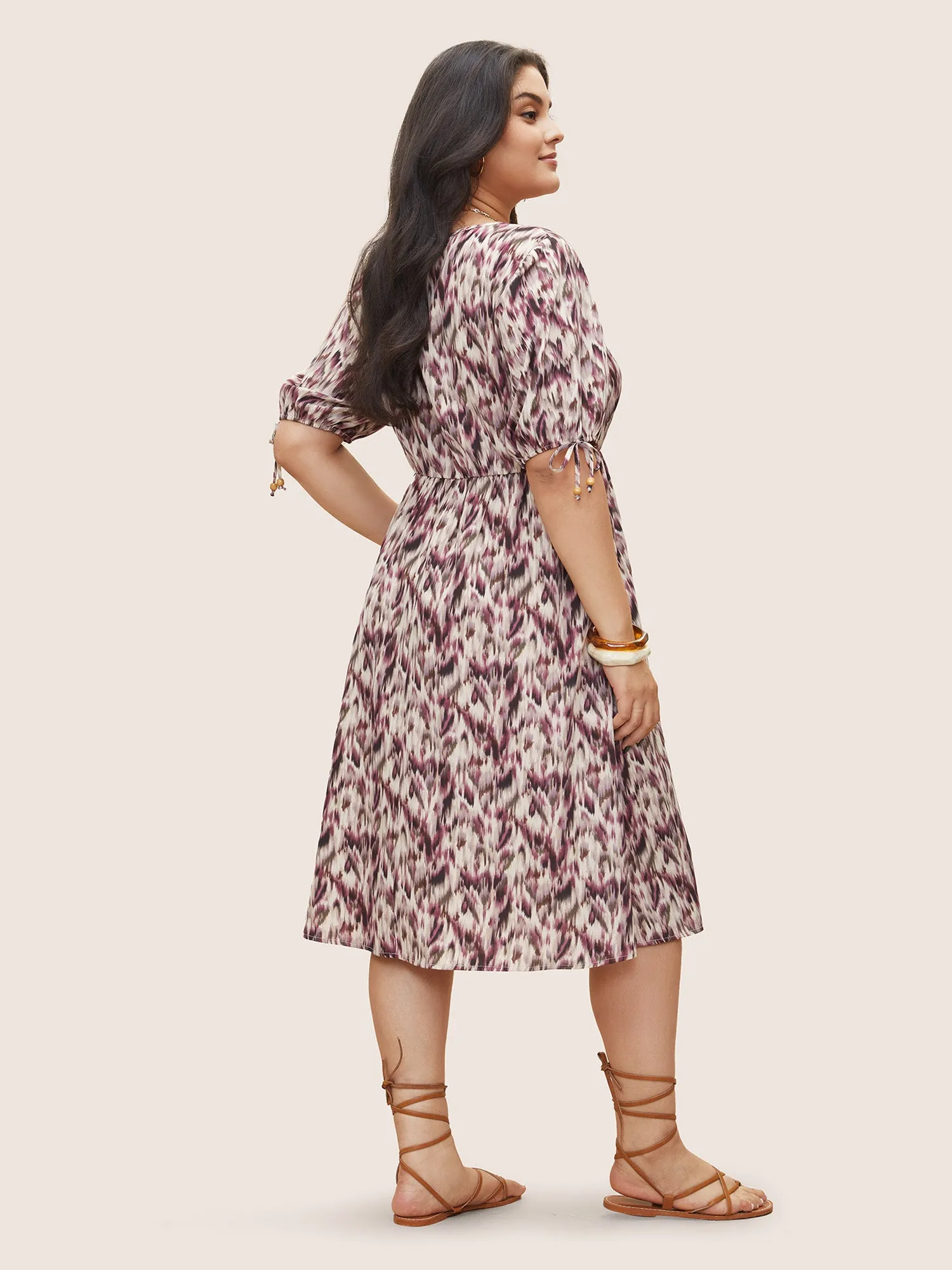 Ombre Brush Print Ties Elastic Waist Dress sold by Bloomchic product image thumbnail 4