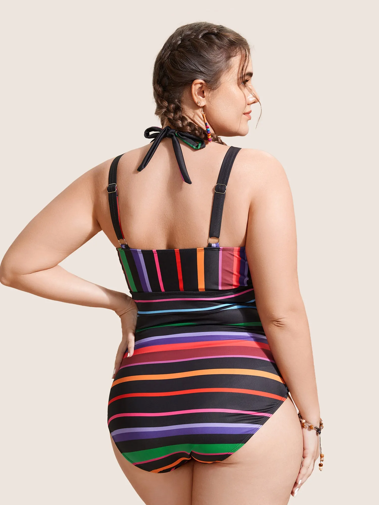 Contrast Striped Tie Knot One Piece Swimsuit sold by Bloomchic product image thumbnail 2