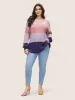 Colorblock Contrast Pointelle Knit Drop Shoulder Pullover sold by Bloomchic