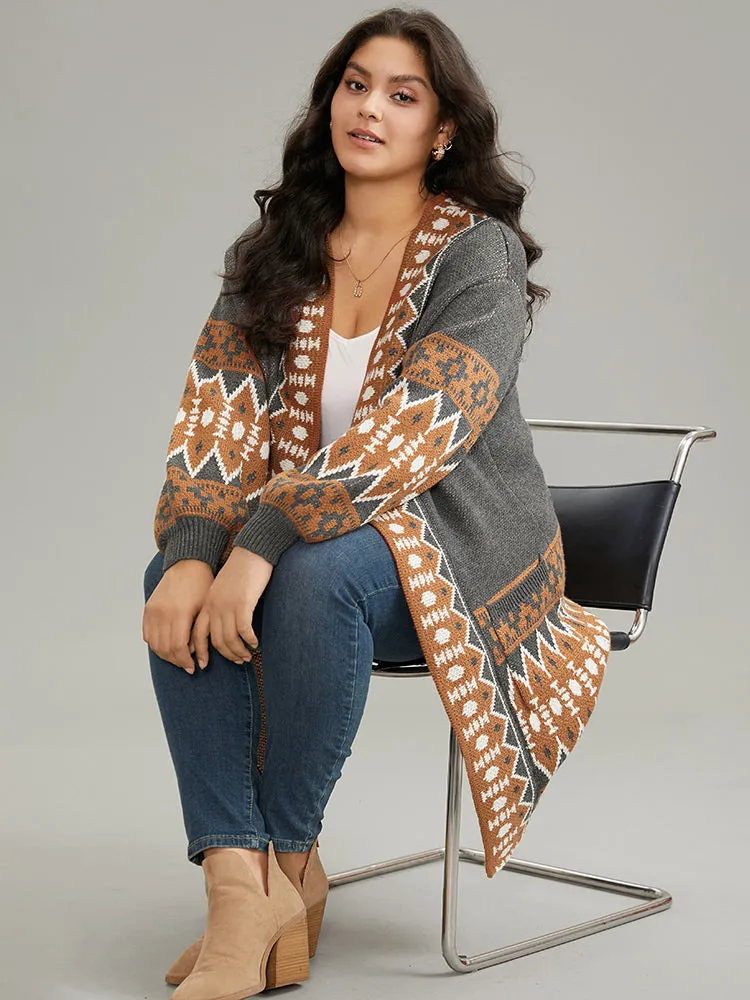 Contrast Geometric Pocket Open Front Cardigan sold by Bloomchic product image thumbnail 3