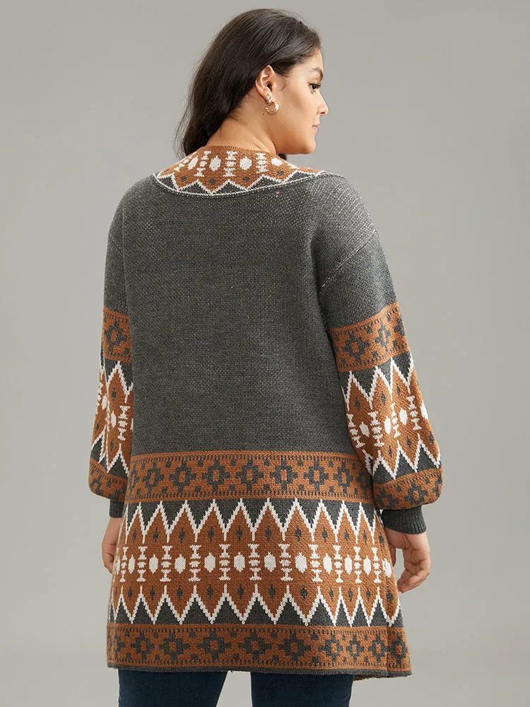 Contrast Geometric Pocket Open Front Cardigan sold by Bloomchic product image thumbnail 2