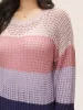 Colorblock Contrast Pointelle Knit Drop Shoulder Pullover sold by Bloomchic