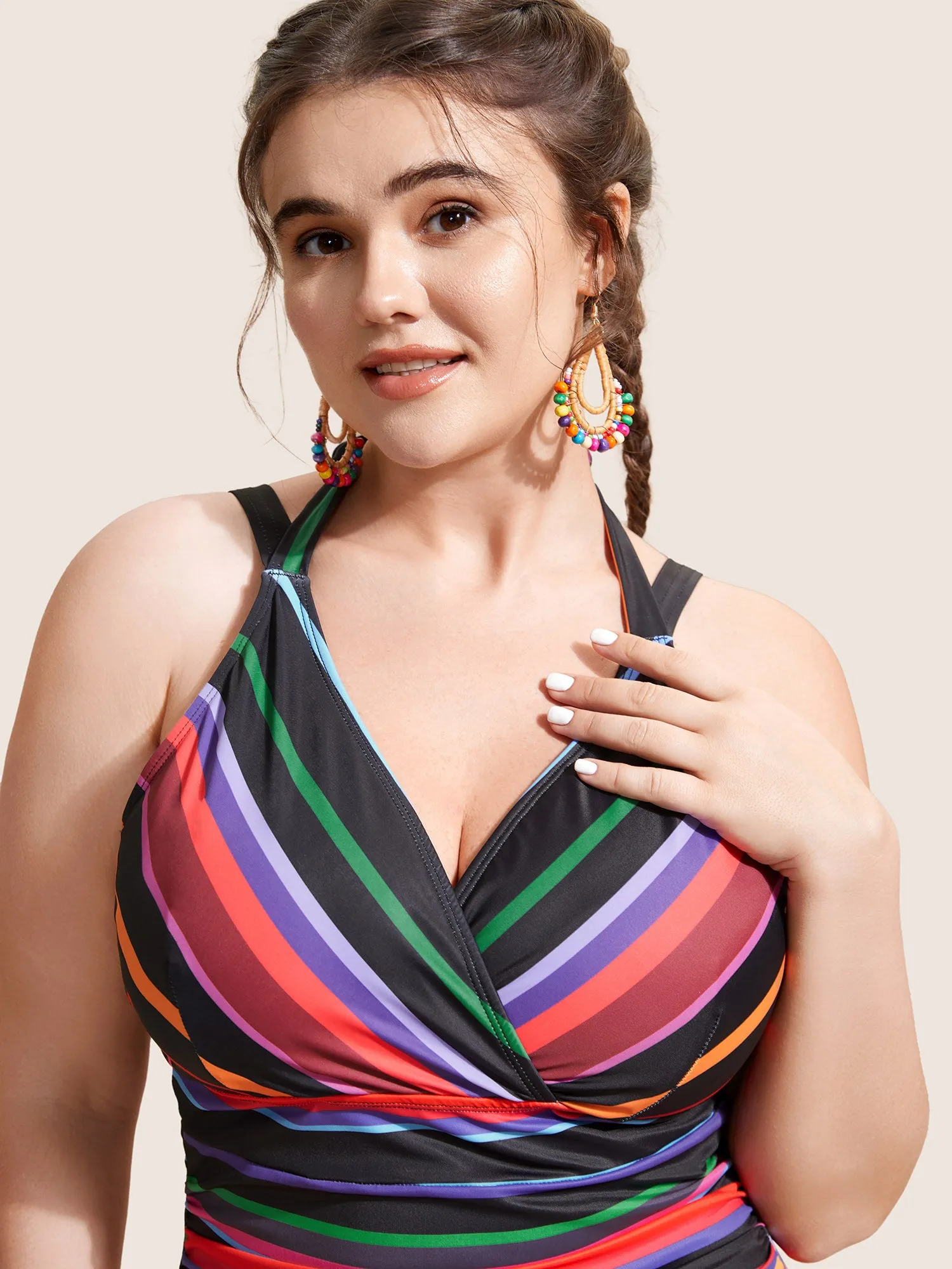 Contrast Striped Tie Knot One Piece Swimsuit sold by Bloomchic product image thumbnail 4