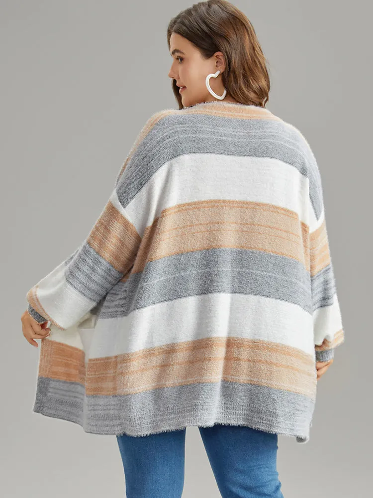 Fuzzy Colorblock Heather Drop Shoulder Cardigan sold by Bloomchic product image thumbnail 2