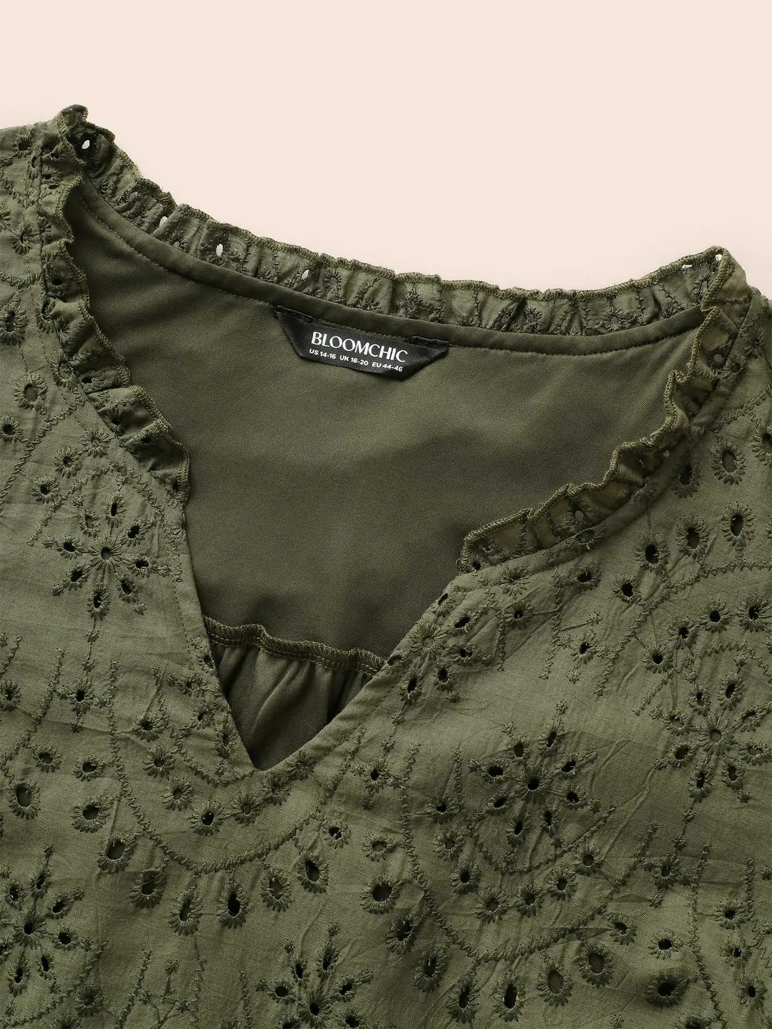 Notched Broderie Anglaise Frill Trim Blouse sold by Bloomchic product image thumbnail 5