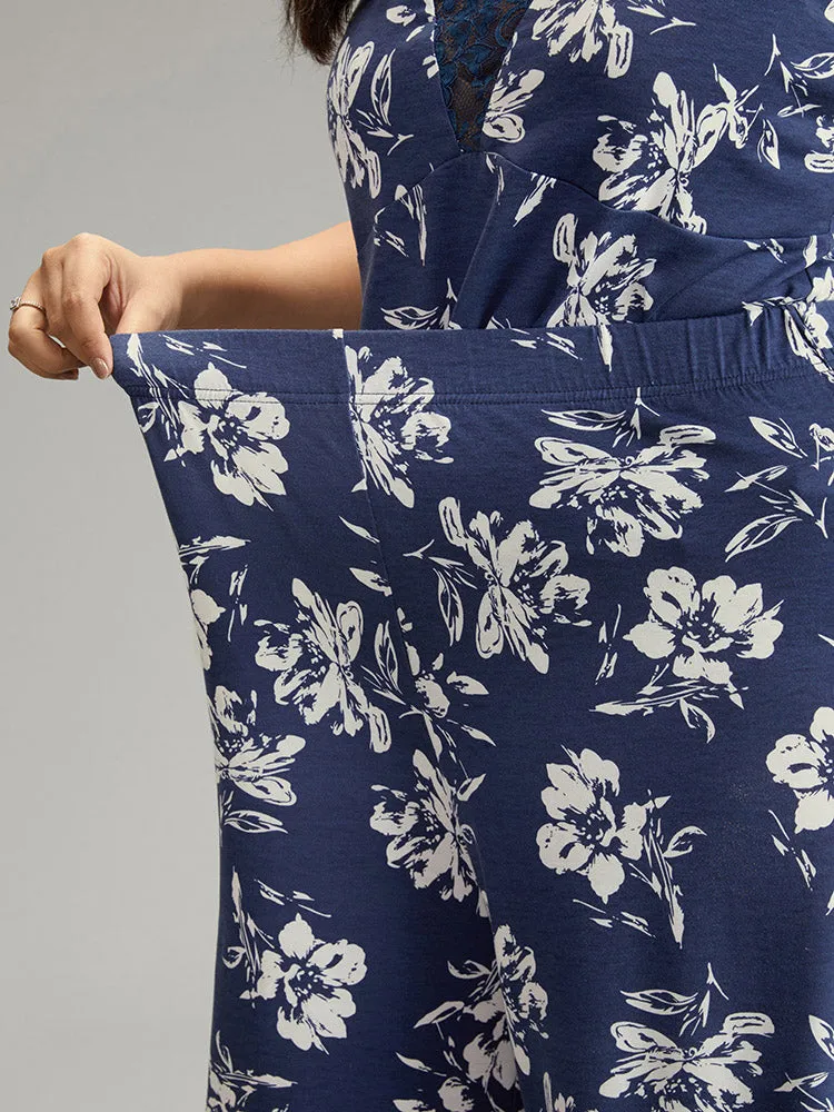 Silhouette Floral Print Elastic Waist Sleep Bottoms sold by Bloomchic product image thumbnail 4