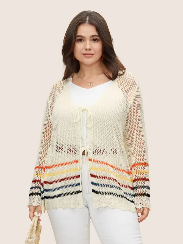 Colored Striped Cut Out Tie Knot Coat sold by Bloomchic