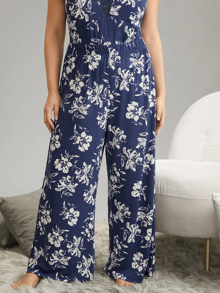 Silhouette Floral Print Elastic Waist Sleep Bottoms sold by Bloomchic
