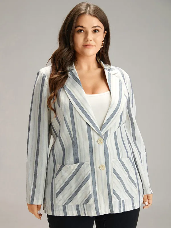 Striped Suit Collar Pocket Blazer sold by Bloomchic