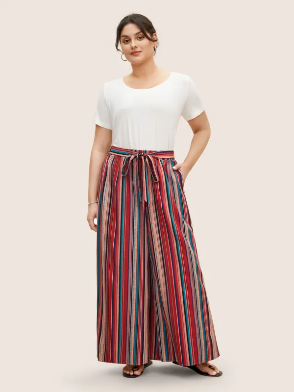 Contrast Striped Tie Knot Wide Leg Pants sold by Bloomchic
