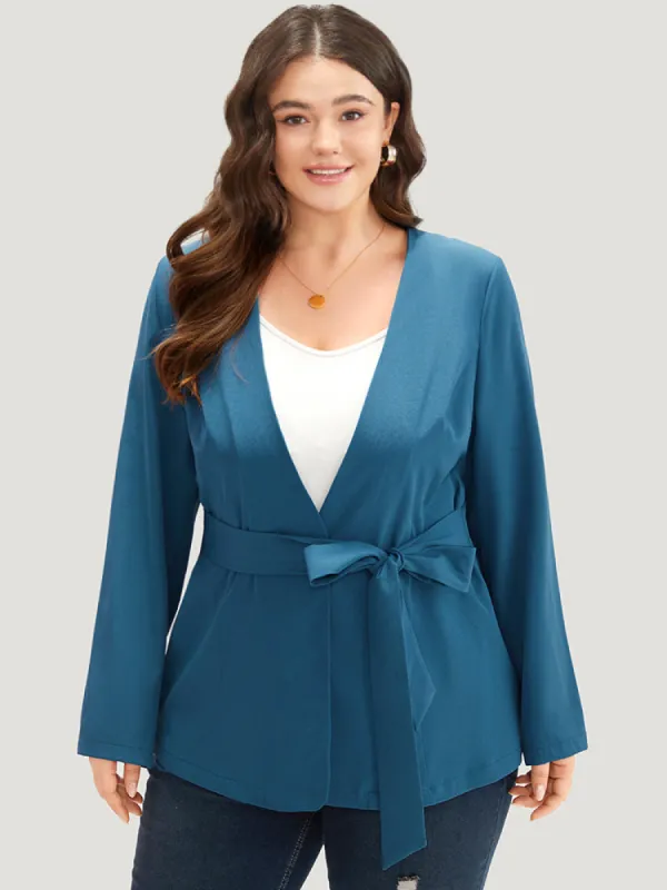 Solid Belted Knot Blazer sold by Bloomchic