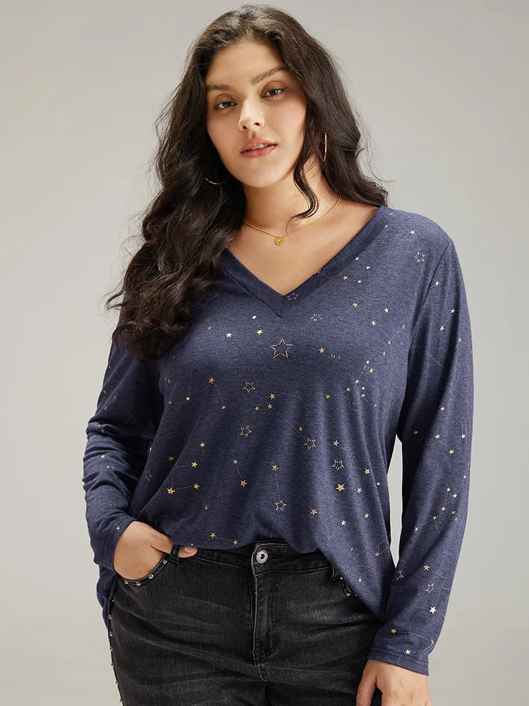 Star Glitter Long Sleeve T-shirt sold by Bloomchic