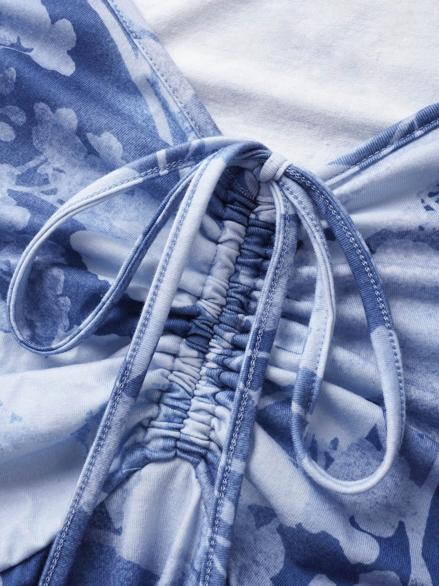 V Neck Floral Drawstring Pocket Dress sold by Bloomchic product image thumbnail 5