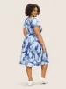 V Neck Floral Drawstring Pocket Dress sold by Bloomchic
