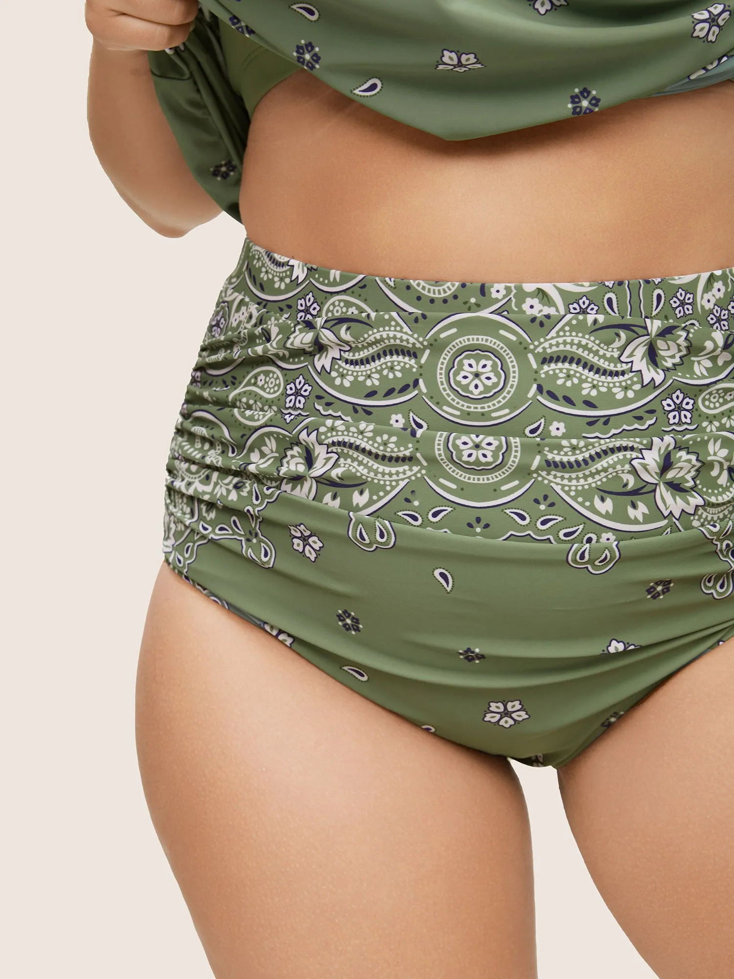 Ruched Bandana Print High Rise Swim Bottom sold by Bloomchic product image thumbnail 4