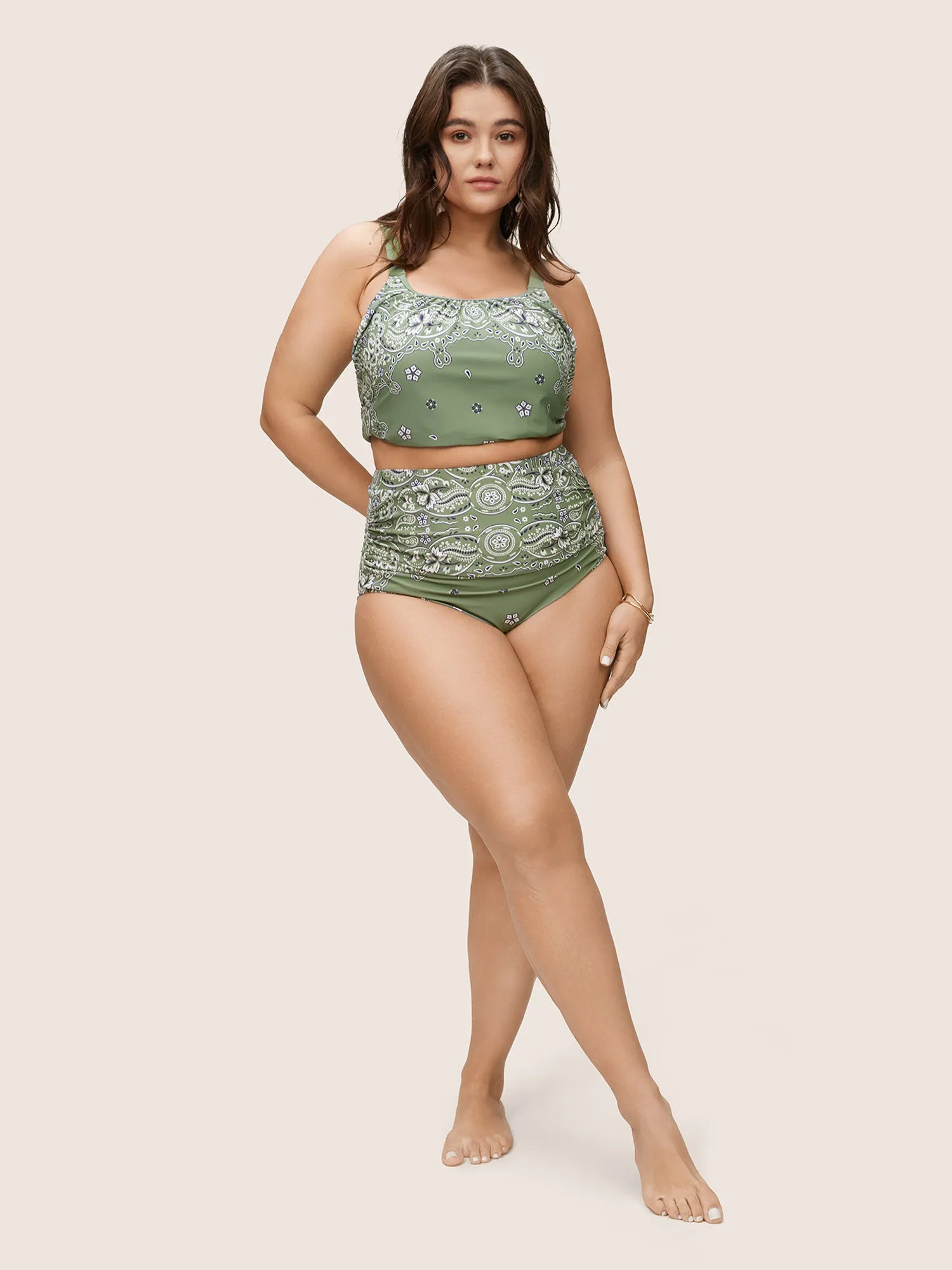 Ruched Bandana Print High Rise Swim Bottom sold by Bloomchic product image thumbnail 3