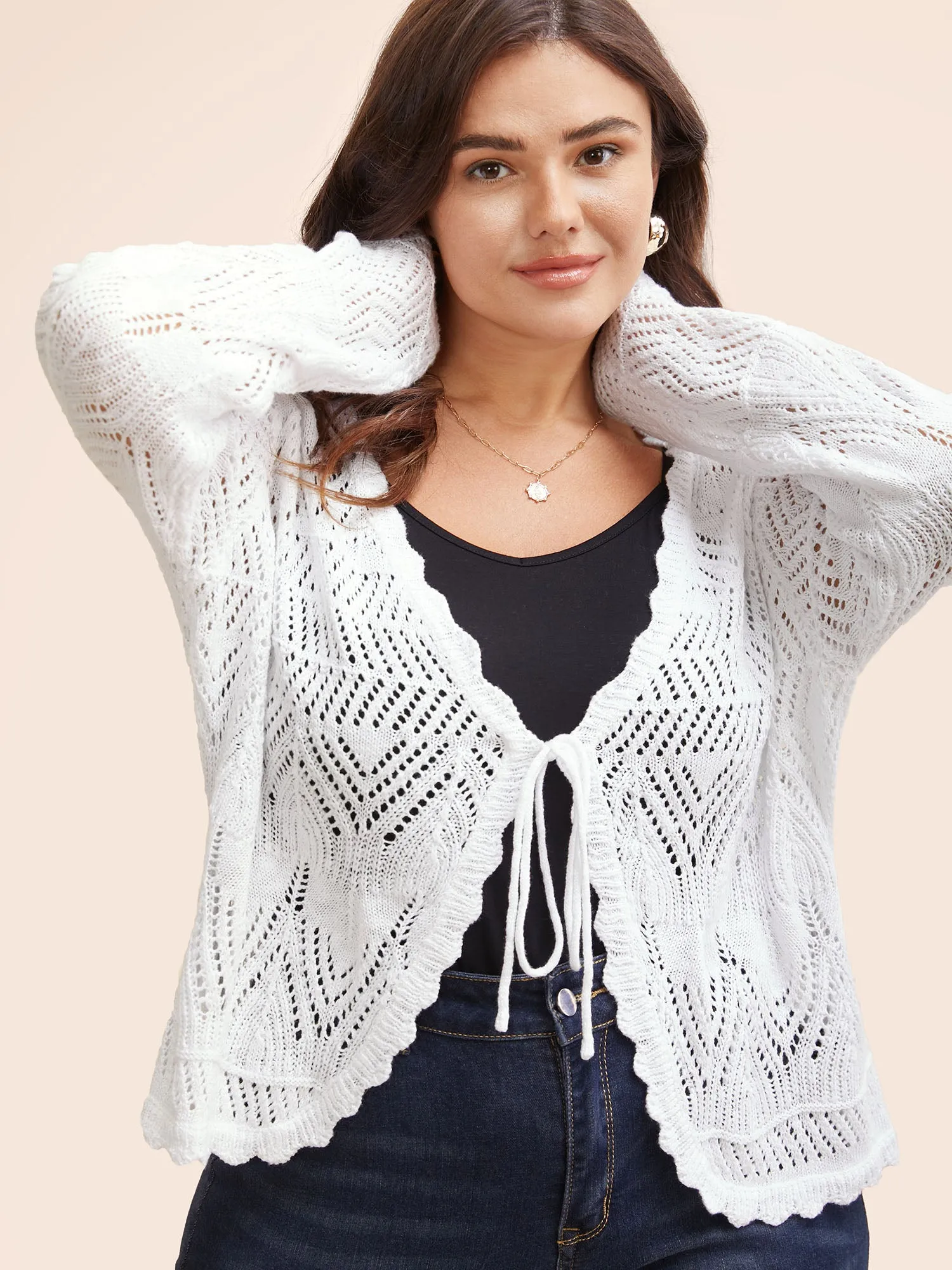 Plain Tie Knot Cut Out Cardigan sold by Bloomchic product image thumbnail 4