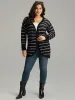 Striped Eyelet Curved Hem Patched Pocket Cardigan sold by Bloomchic