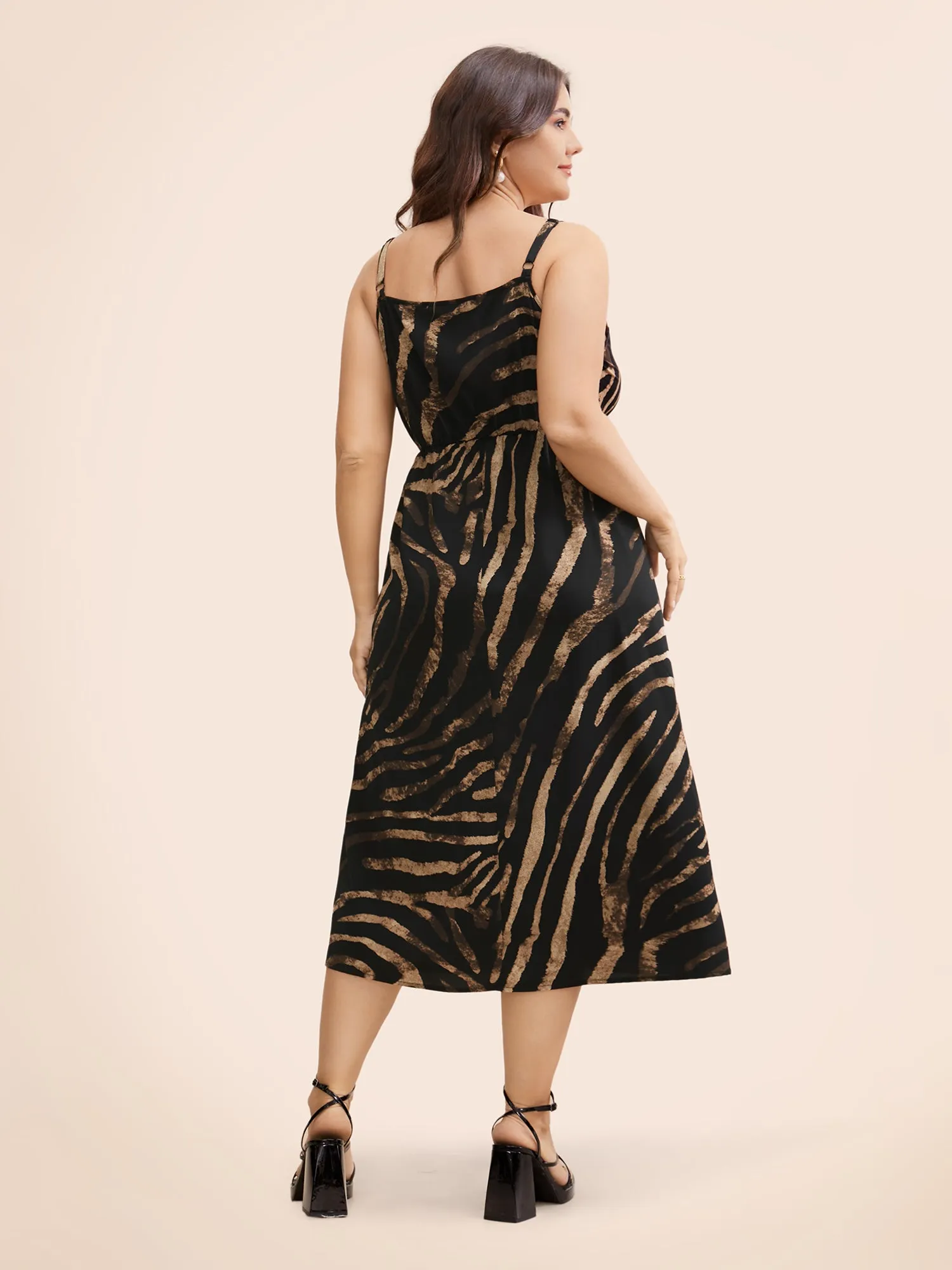 V Neck Striped Split Hem Midi Dress sold by Bloomchic product image thumbnail 4