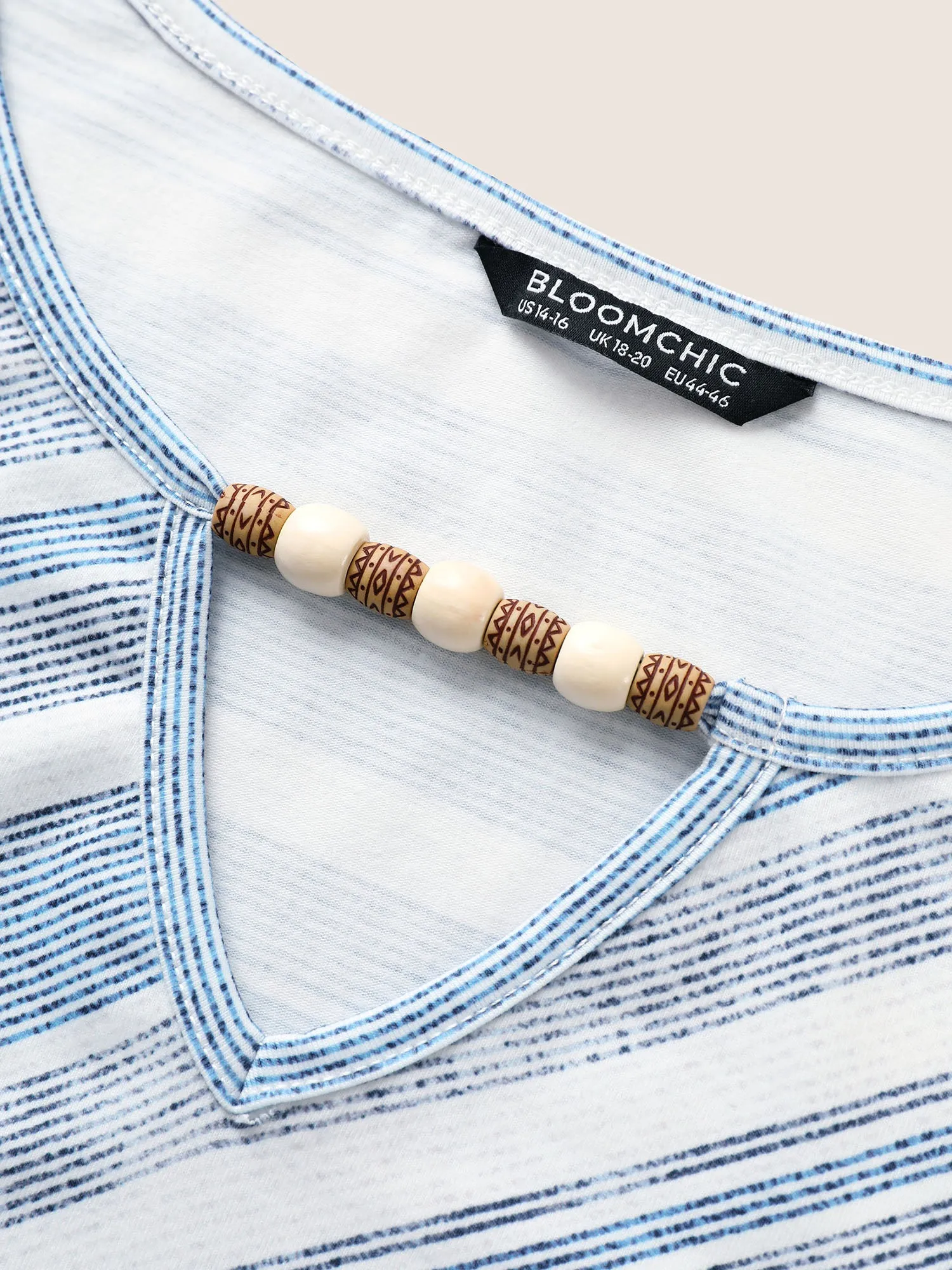 Striped Bead Chain Cut Out T-shirt sold by Bloomchic product image thumbnail 5