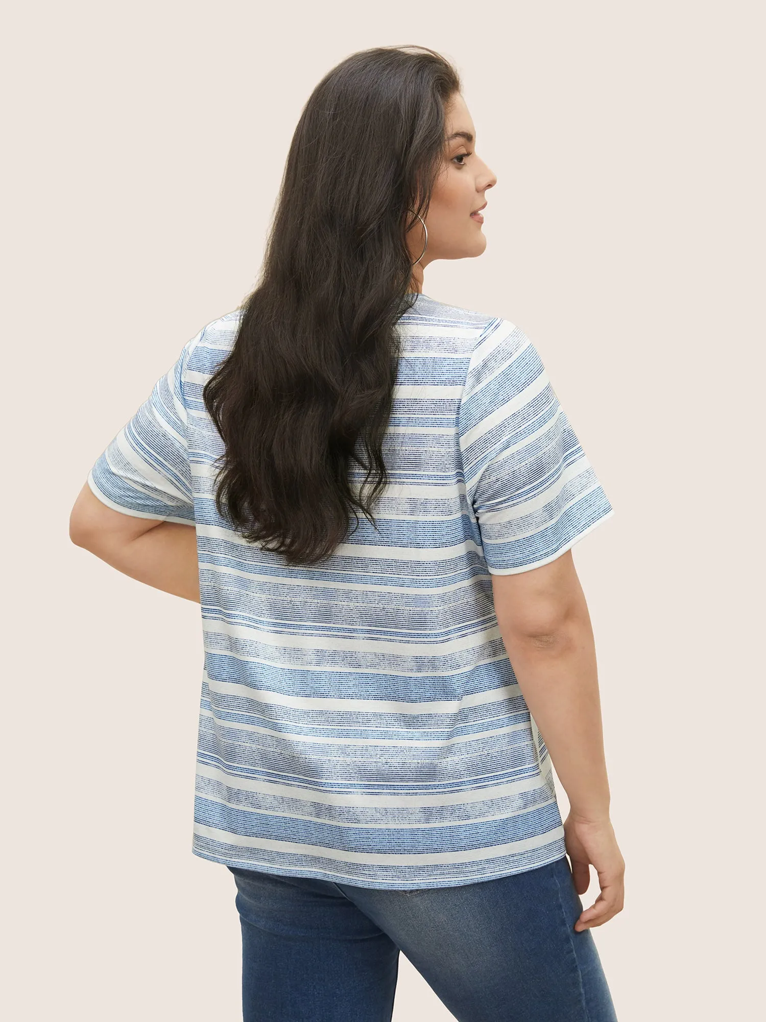 Striped Bead Chain Cut Out T-shirt sold by Bloomchic product image thumbnail 2